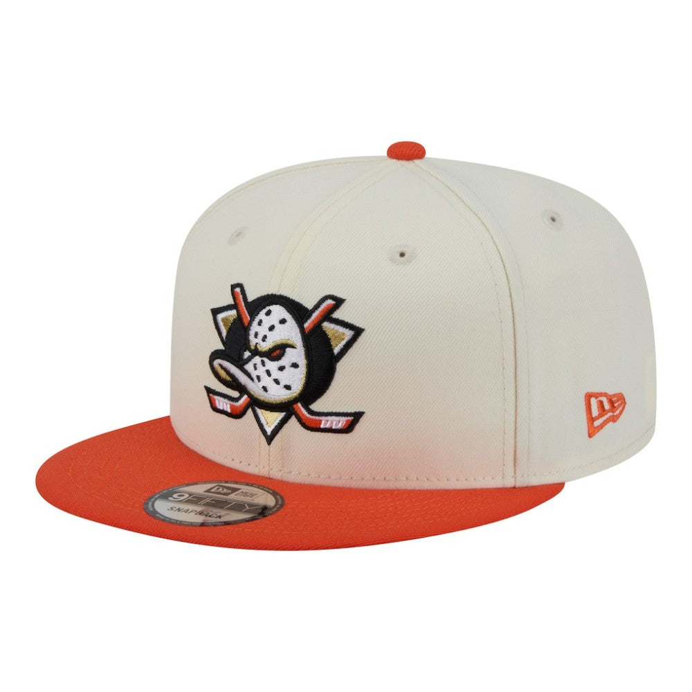 NHL White/Orange Anaheim Ducks New Era Injection Localized Two-Tone 9FIFTY Snapback Hat