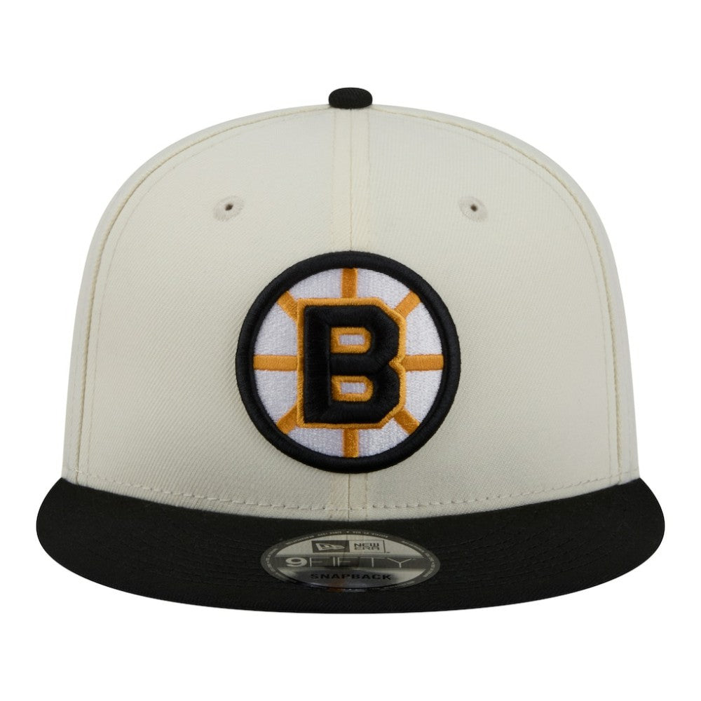 NHL White/Black Boston Bruins New Era Injection Localized Two-Tone 9FIFTY Snapback Hat