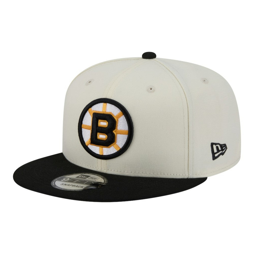NHL White/Black Boston Bruins New Era Injection Localized Two-Tone 9FIFTY Snapback Hat