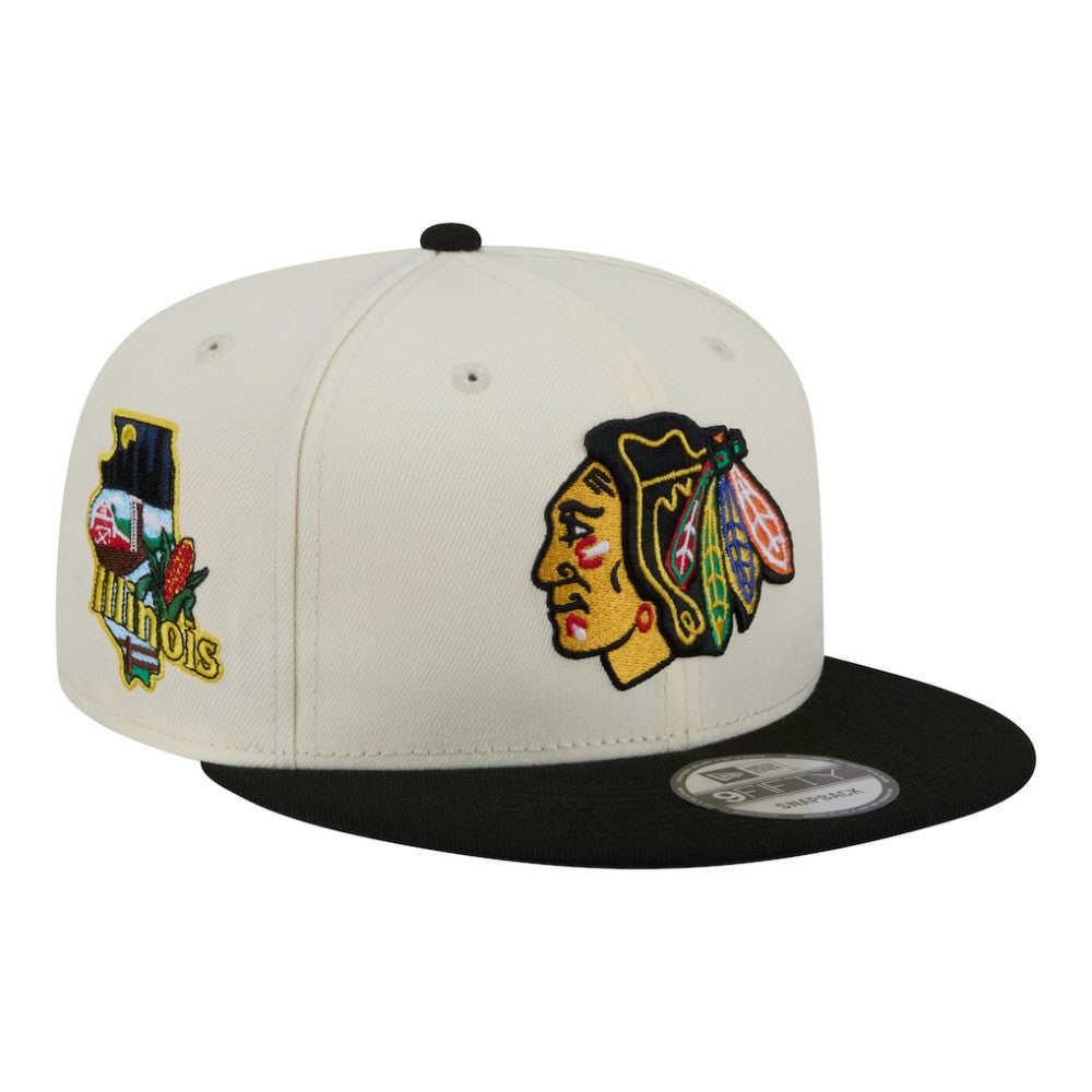 NHL White/Black Chicago Blackhawks New Era Injection Localized Two-Tone 9FIFTY Snapback Hat