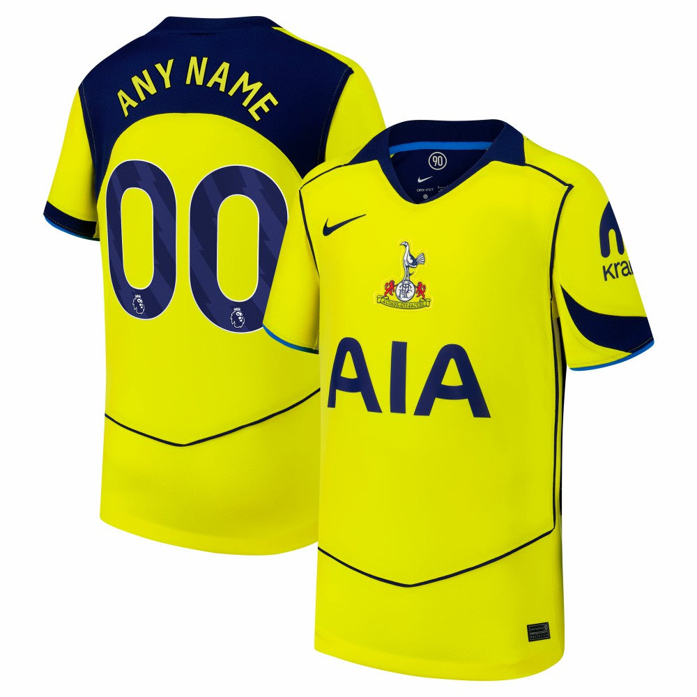 Tottenham Hotspur Youth 2025/26 Third Replica Custom Jersey - Nike Yellow