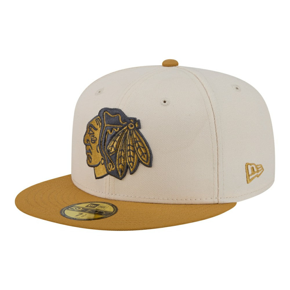 NHL Cream/Tan Chicago Blackhawks New Era Colorpack Two-Tone 59FIFTY Fitted Hat