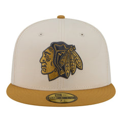 NHL Cream/Tan Chicago Blackhawks New Era Colorpack Two-Tone 59FIFTY Fitted Hat