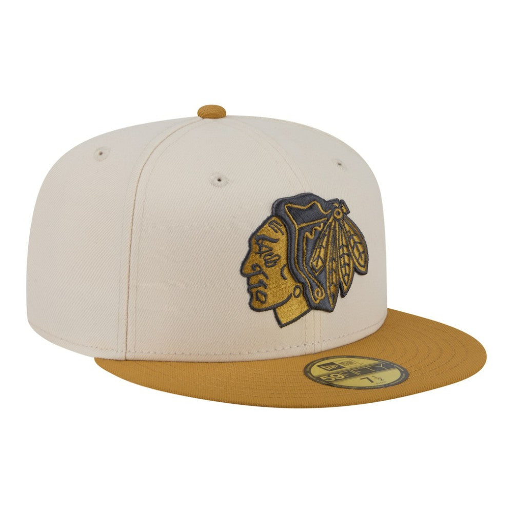 NHL Cream/Tan Chicago Blackhawks New Era Colorpack Two-Tone 59FIFTY Fitted Hat