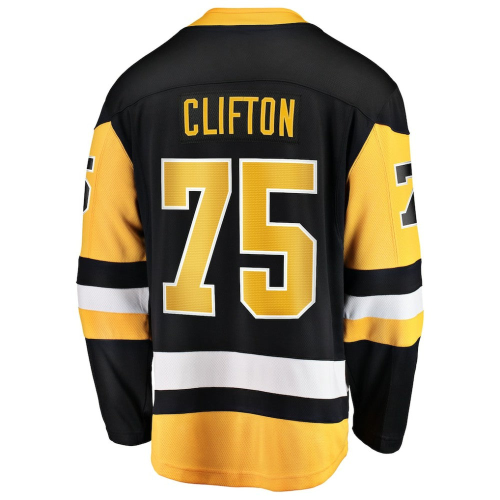 NHL Black Connor Clifton Pittsburgh Penguins Fanatics Home Breakaway Jersey