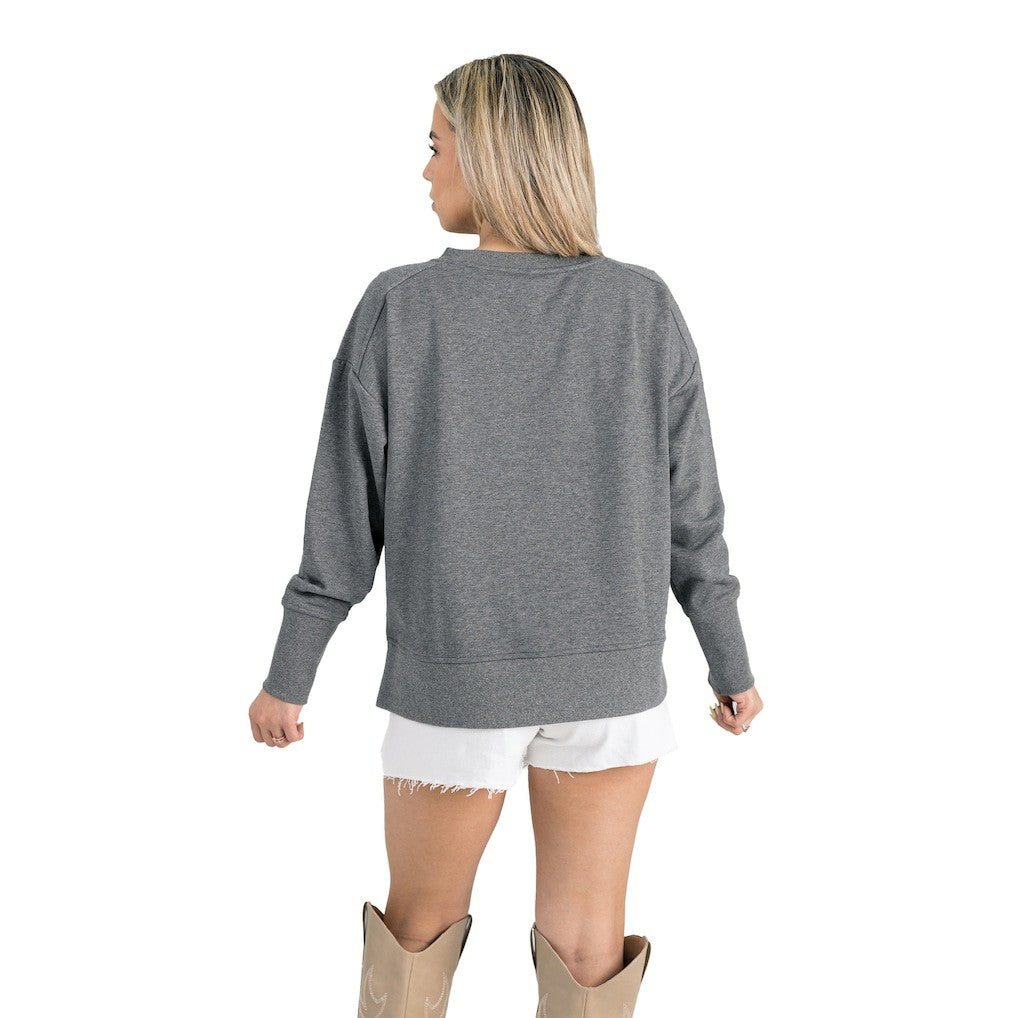 Gameday Couture Women's French Terry V-Neck Pullover Sweatshirt - Washington Commanders