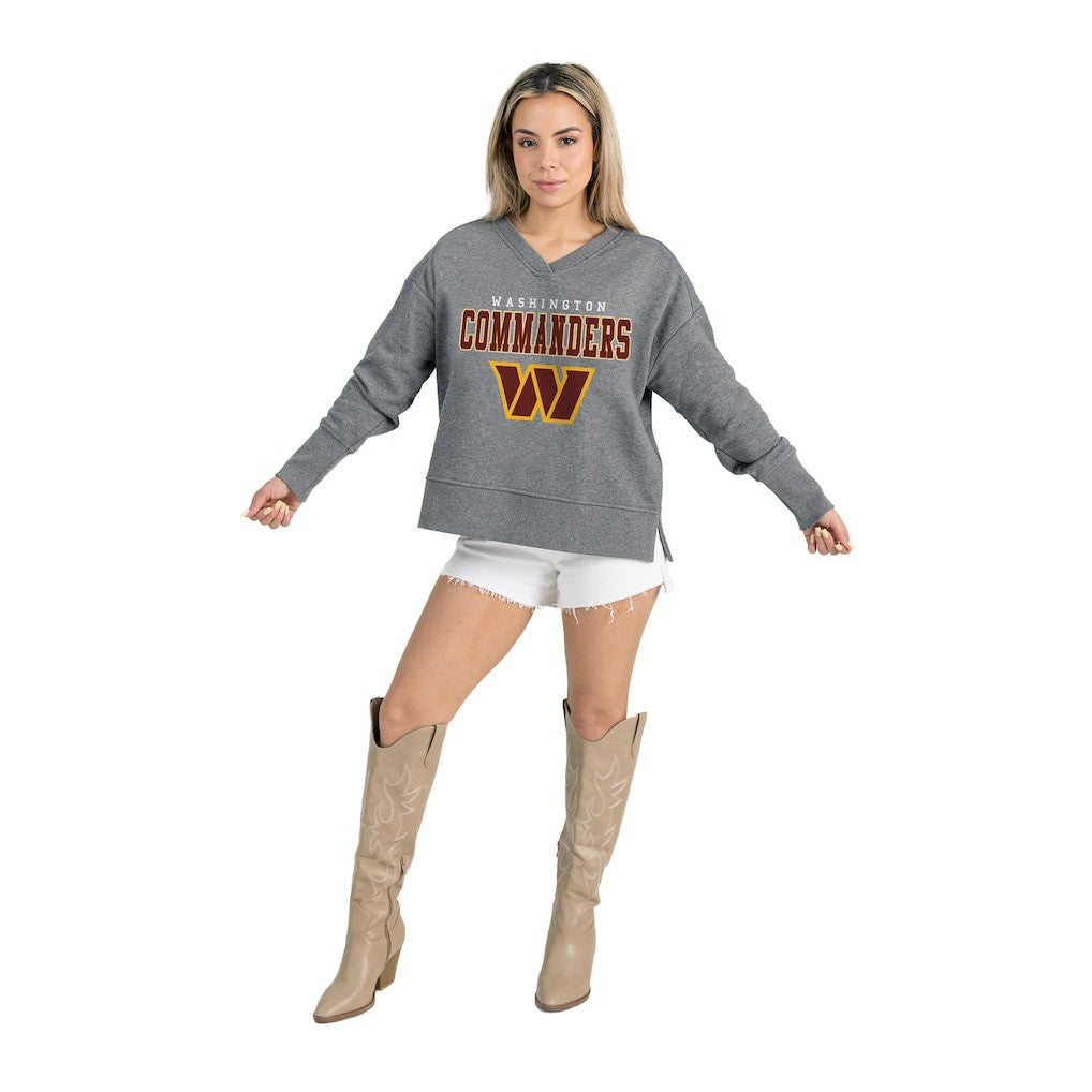 Gameday Couture Women's French Terry V-Neck Pullover Sweatshirt - Washington Commanders