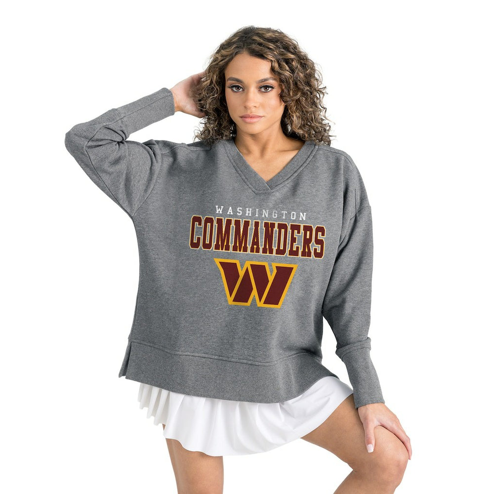 Gameday Couture Women's French Terry V-Neck Pullover Sweatshirt - Washington Commanders
