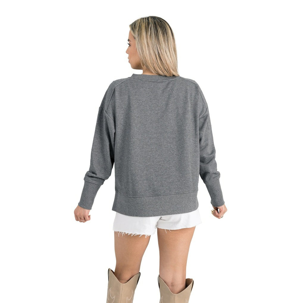 Gameday Couture Women's French Terry V-Neck Pullover Sweatshirt - Cincinnati Bengals