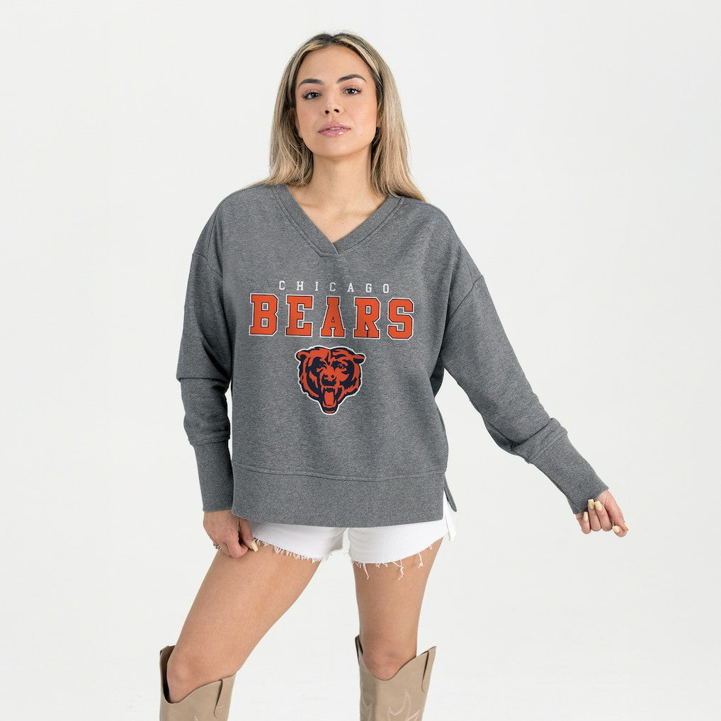 Gameday Couture Women's French Terry V-Neck Pullover Sweatshirt - Chicago Bears