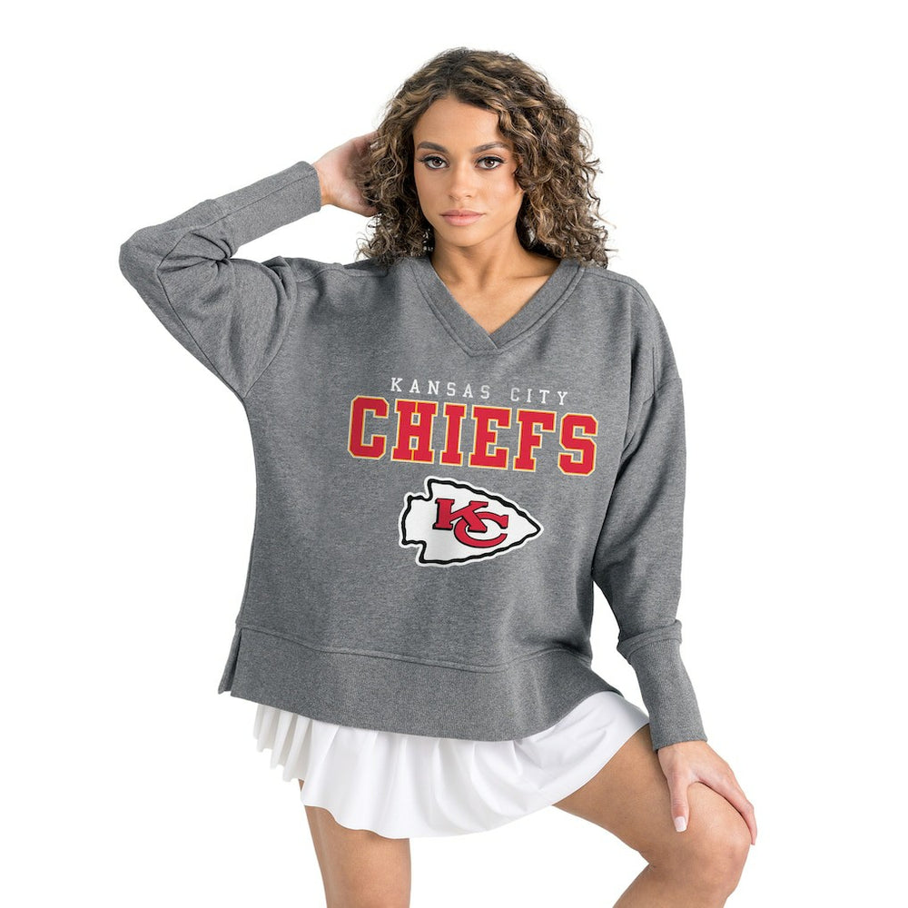 Gameday Couture Women's French Terry V-Neck Pullover Sweatshirt - Kansas City Chiefs