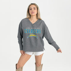 Gameday Couture Women's French Terry V-Neck Pullover Sweatshirt - Los Angeles Chargers