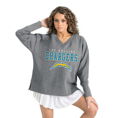 Gameday Couture Women's French Terry V-Neck Pullover Sweatshirt - Los Angeles Chargers