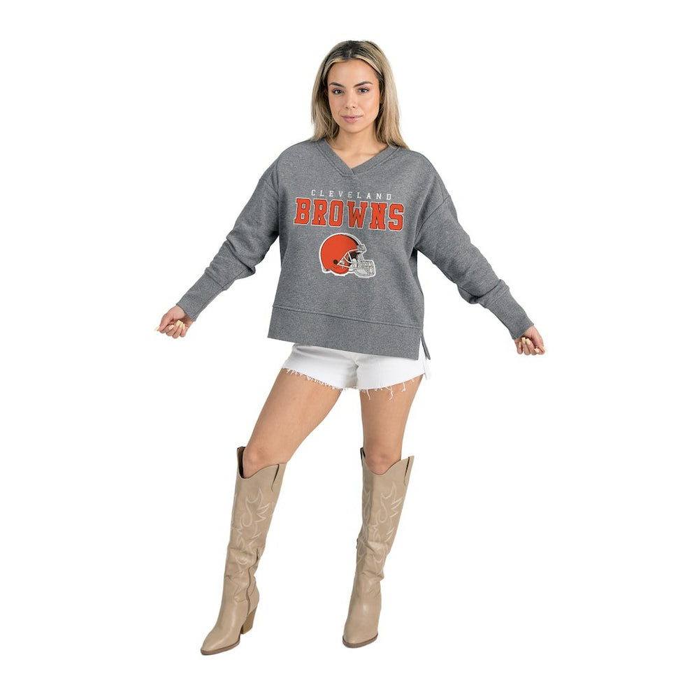 Gameday Couture Women's French Terry V-Neck Pullover Sweatshirt - Cleveland Browns