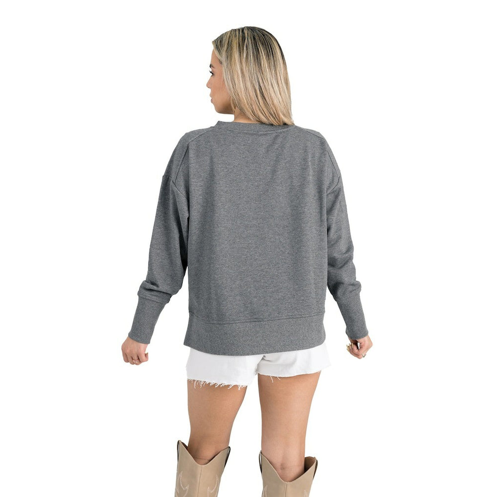 Gameday Couture Women's French Terry V-Neck Pullover Sweatshirt - Miami Dolphins