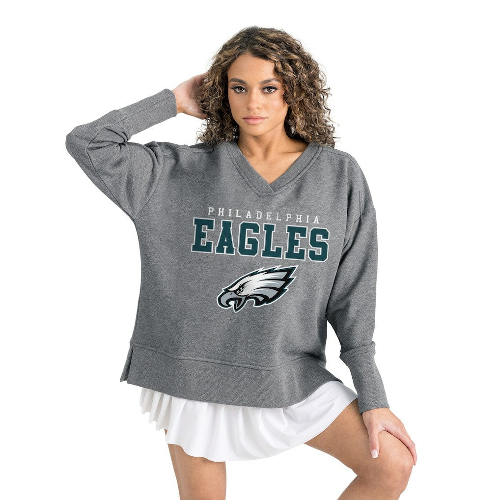 Gameday Couture Women's French Terry V-Neck Pullover Sweatshirt - Philadelphia Eagles