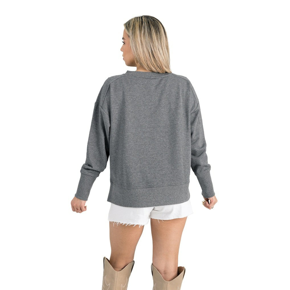 Gameday Couture Women's French Terry V-Neck Pullover Sweatshirt - New England Patriots