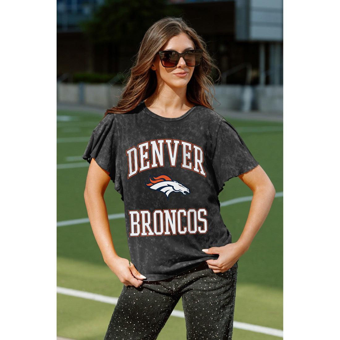 Gameday Couture Women's Relaxed Flutter Sleeve T-Shirt - Denver Broncos