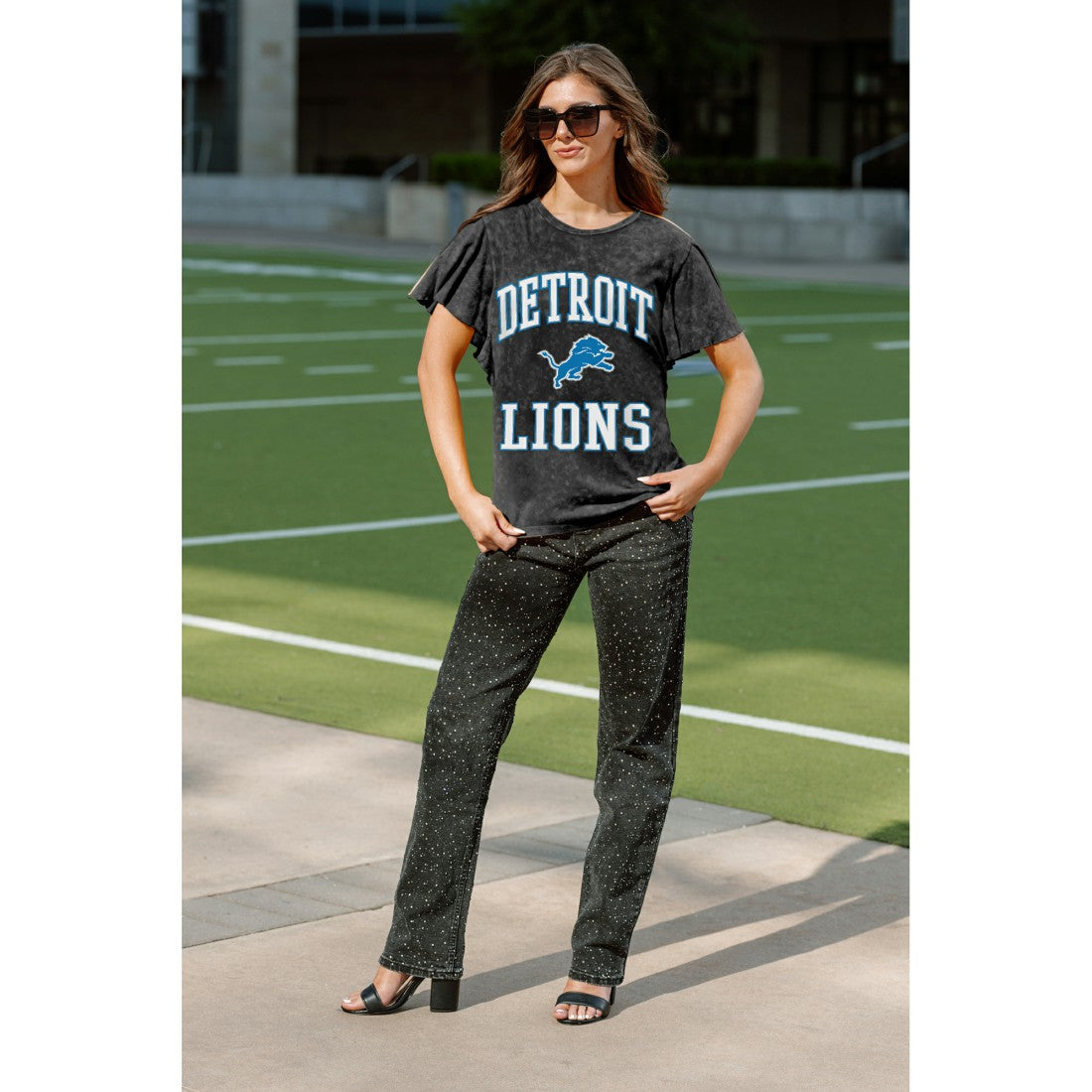 Gameday Couture Women's Relaxed Flutter Sleeve T-Shirt - Detroit Lions