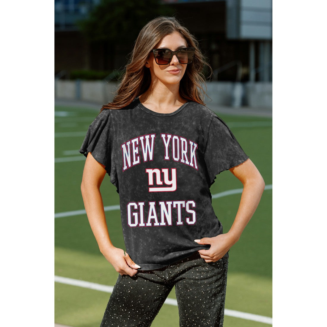 Gameday Couture Women's Relaxed Flutter Sleeve T-Shirt - New York Giants