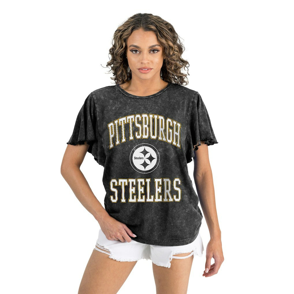 Gameday Couture Women's Relaxed Flutter Sleeve T-Shirt - Pittsburgh Steelers