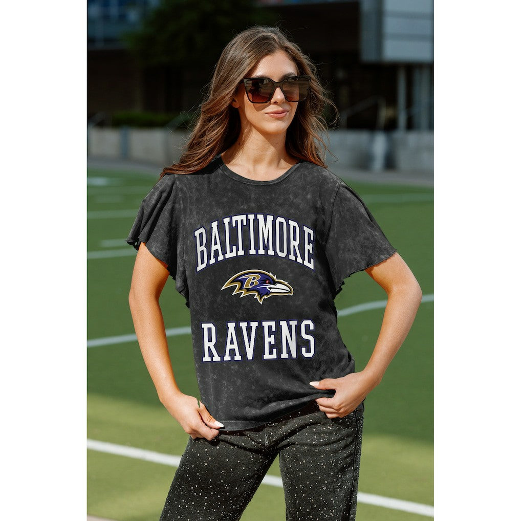 Gameday Couture Women's Relaxed Flutter Sleeve T-Shirt - Baltimore Ravens