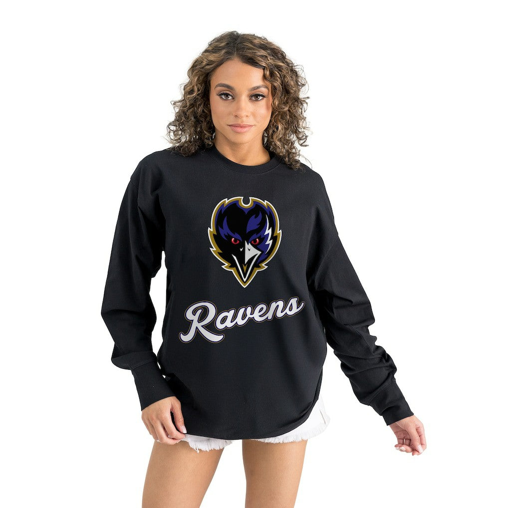 Gameday Couture Women's Oversized Long Sleeve T-Shirt - Baltimore Ravens