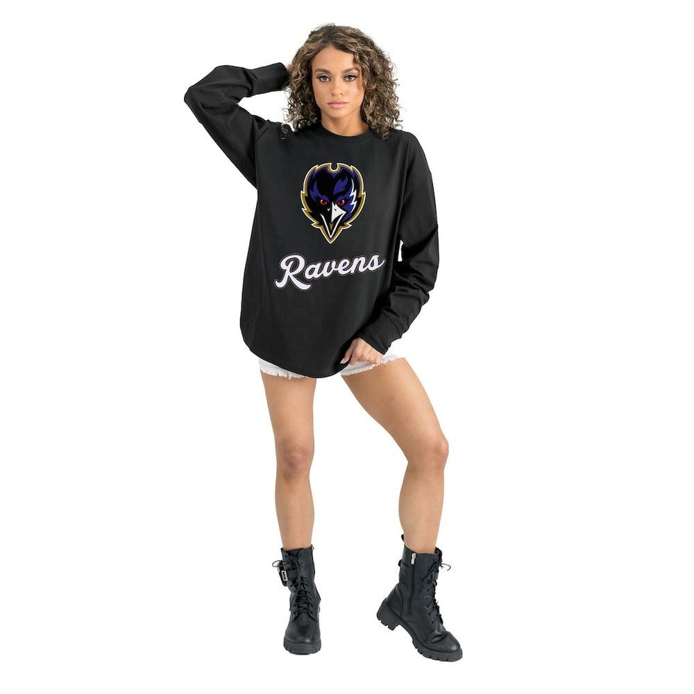 Gameday Couture Women's Oversized Long Sleeve T-Shirt - Baltimore Ravens