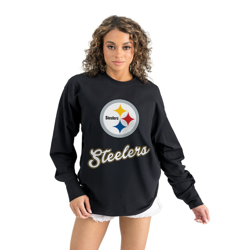 Gameday Couture Women's Oversized Long Sleeve T-Shirt - Pittsburgh Steelers