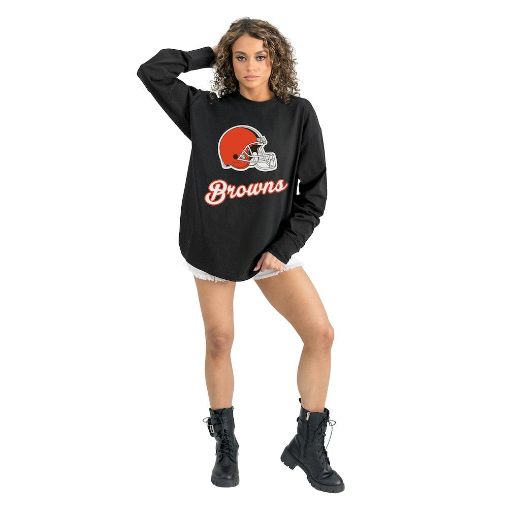 Gameday Couture Women's Oversized Long Sleeve T-Shirt - Cleveland Browns