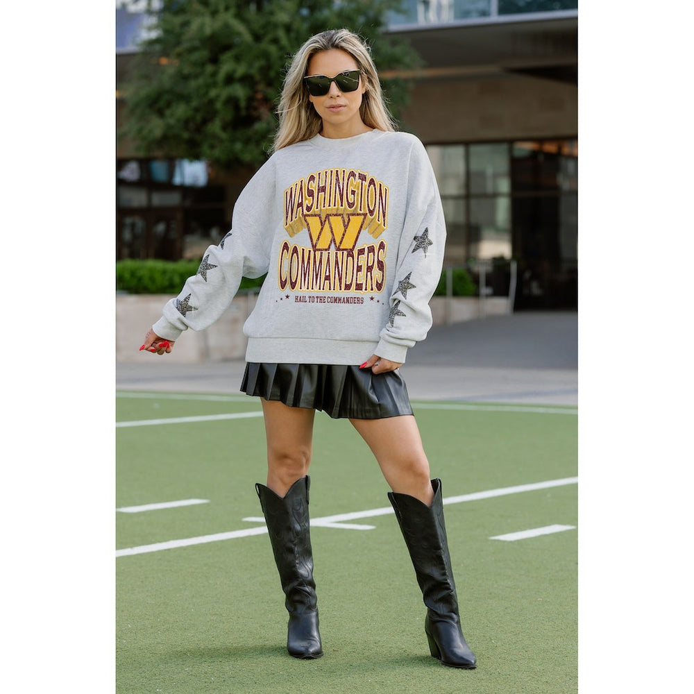 Gameday Couture Women's Resilience Relaxed Rhinestone Pullover Sweatshirt - Washington Commanders