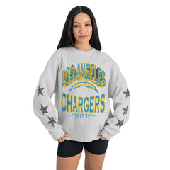 Gameday Couture Women's Resilience Relaxed Rhinestone Pullover Sweatshirt - Los Angeles Chargers