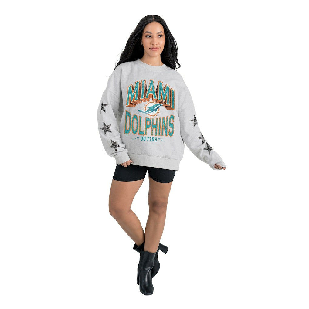 Gameday Couture Women's Resilience Relaxed Rhinestone Pullover Sweatshirt - Miami Dolphins