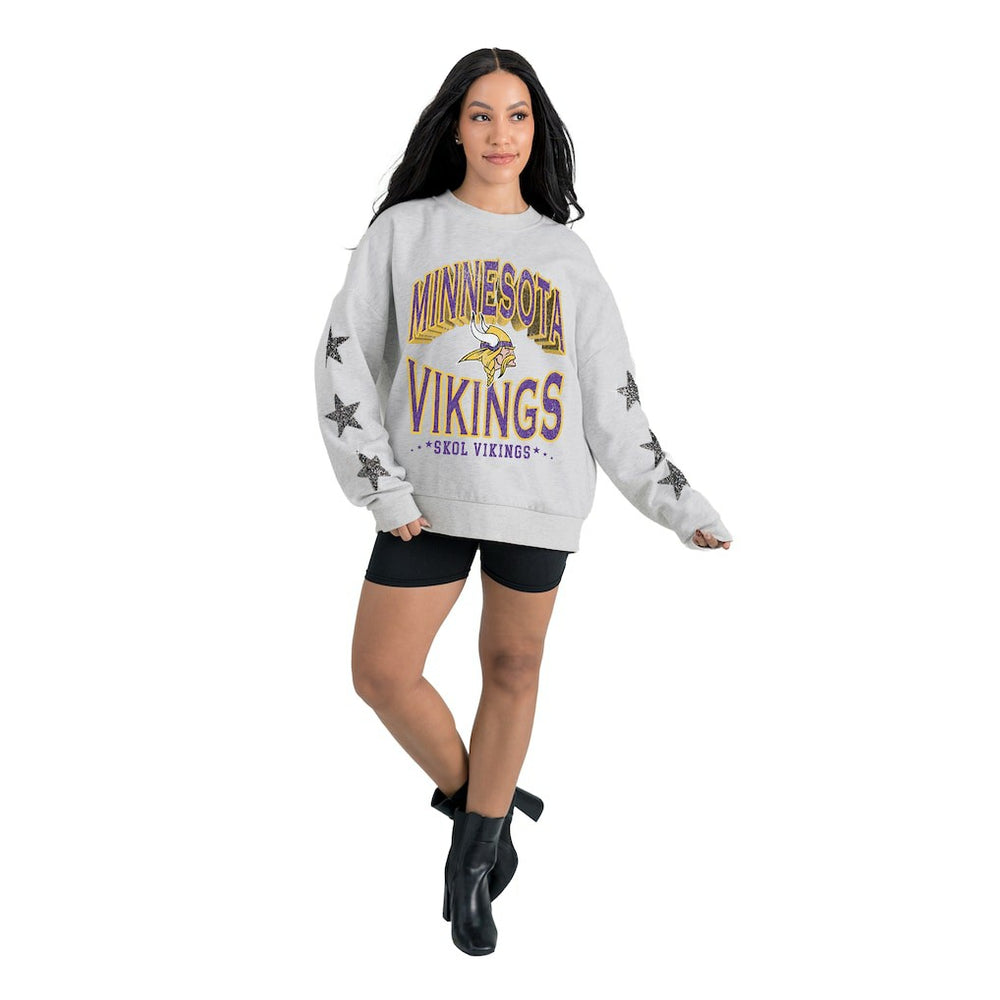 Gameday Couture Women's Resilience Relaxed Rhinestone Pullover Sweatshirt - Minnesota Vikings