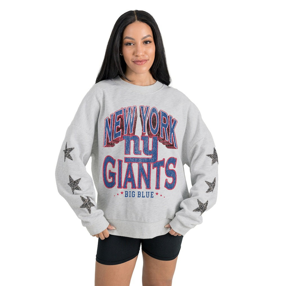 Gameday Couture Women's Resilience Relaxed Rhinestone Pullover Sweatshirt - New York Giants