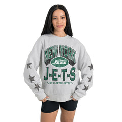 Gameday Couture Women's Resilience Relaxed Rhinestone Pullover Sweatshirt - New York Jets