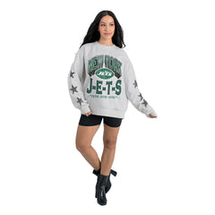 Gameday Couture Women's Resilience Relaxed Rhinestone Pullover Sweatshirt - New York Jets