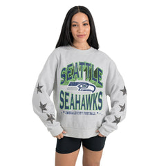 Gameday Couture Women's Resilience Relaxed Rhinestone Pullover Sweatshirt - Seattle Seahawks