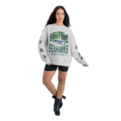 Gameday Couture Women's Resilience Relaxed Rhinestone Pullover Sweatshirt - Seattle Seahawks