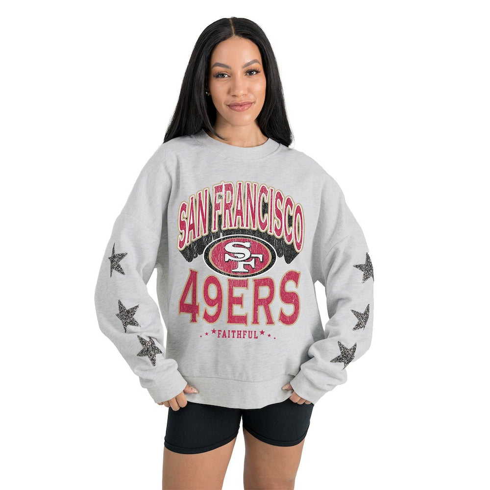 Gameday Couture Women's Resilience Relaxed Rhinestone Pullover Sweatshirt - San Francisco 49ers