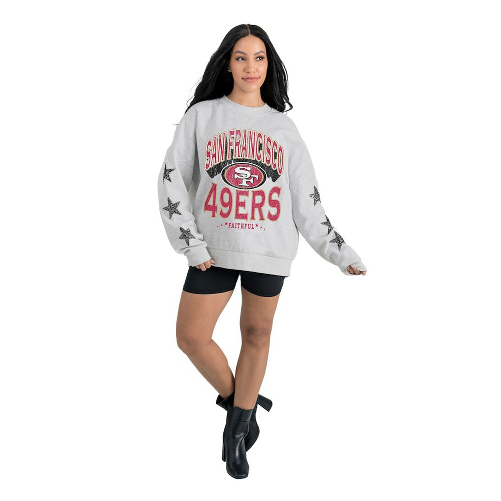 Gameday Couture Women's Resilience Relaxed Rhinestone Pullover Sweatshirt - San Francisco 49ers