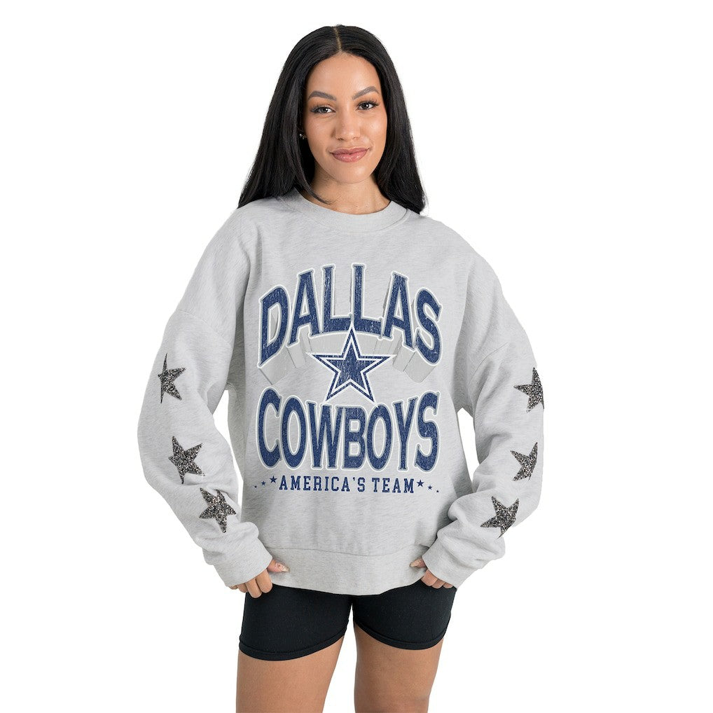 Gameday Couture Women's Resilience Relaxed Rhinestone Pullover Sweatshirt - Dallas Cowboys
