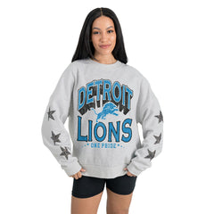 Gameday Couture Women's Resilience Relaxed Rhinestone Pullover Sweatshirt - Detroit Lions