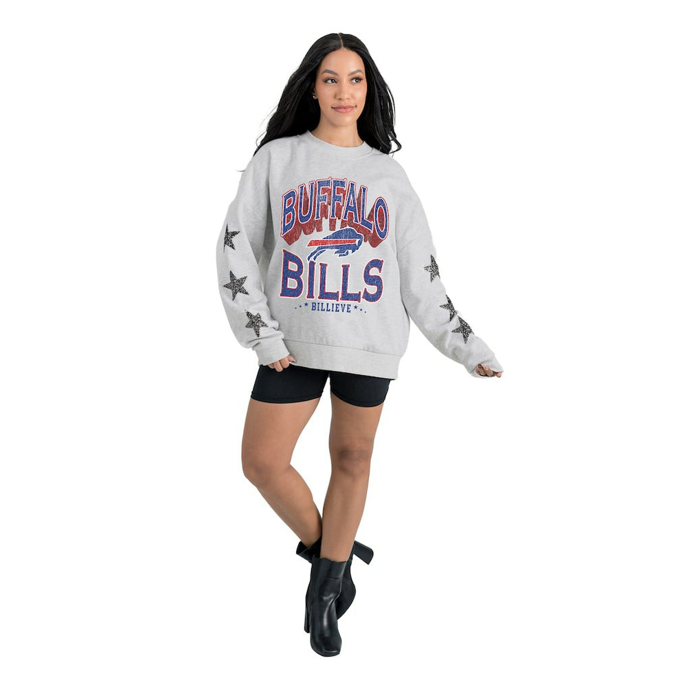 Gameday Couture Women's Resilience Relaxed Rhinestone Pullover Sweatshirt - Buffalo Bills