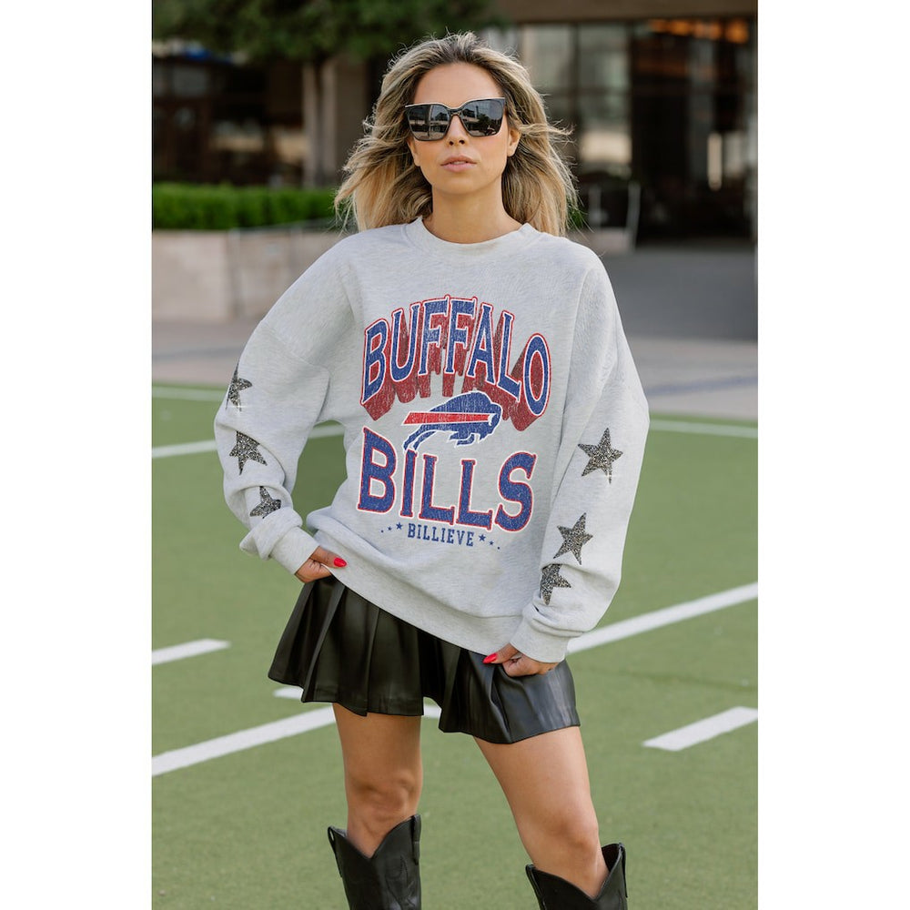 Gameday Couture Women's Resilience Relaxed Rhinestone Pullover Sweatshirt - Buffalo Bills