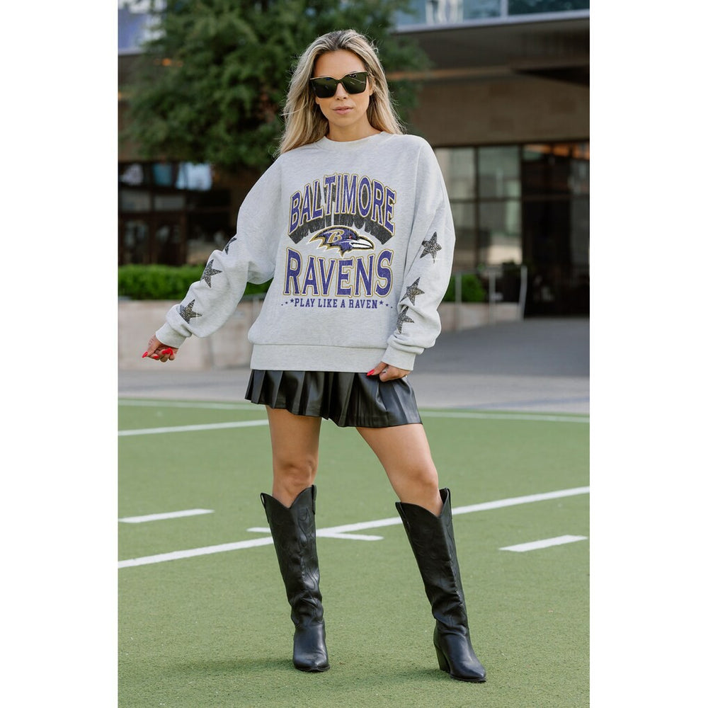 Gameday Couture Women's Resilience Relaxed Rhinestone Pullover Sweatshirt - Baltimore Ravens