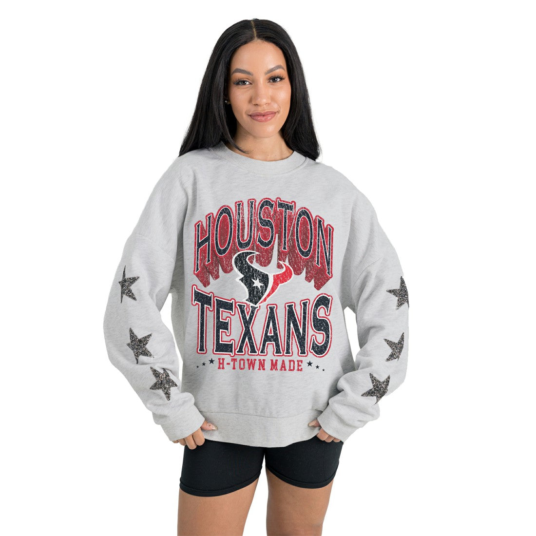 Gameday Couture Women's Resilience Relaxed Rhinestone Pullover Sweatshirt - Houston Texans