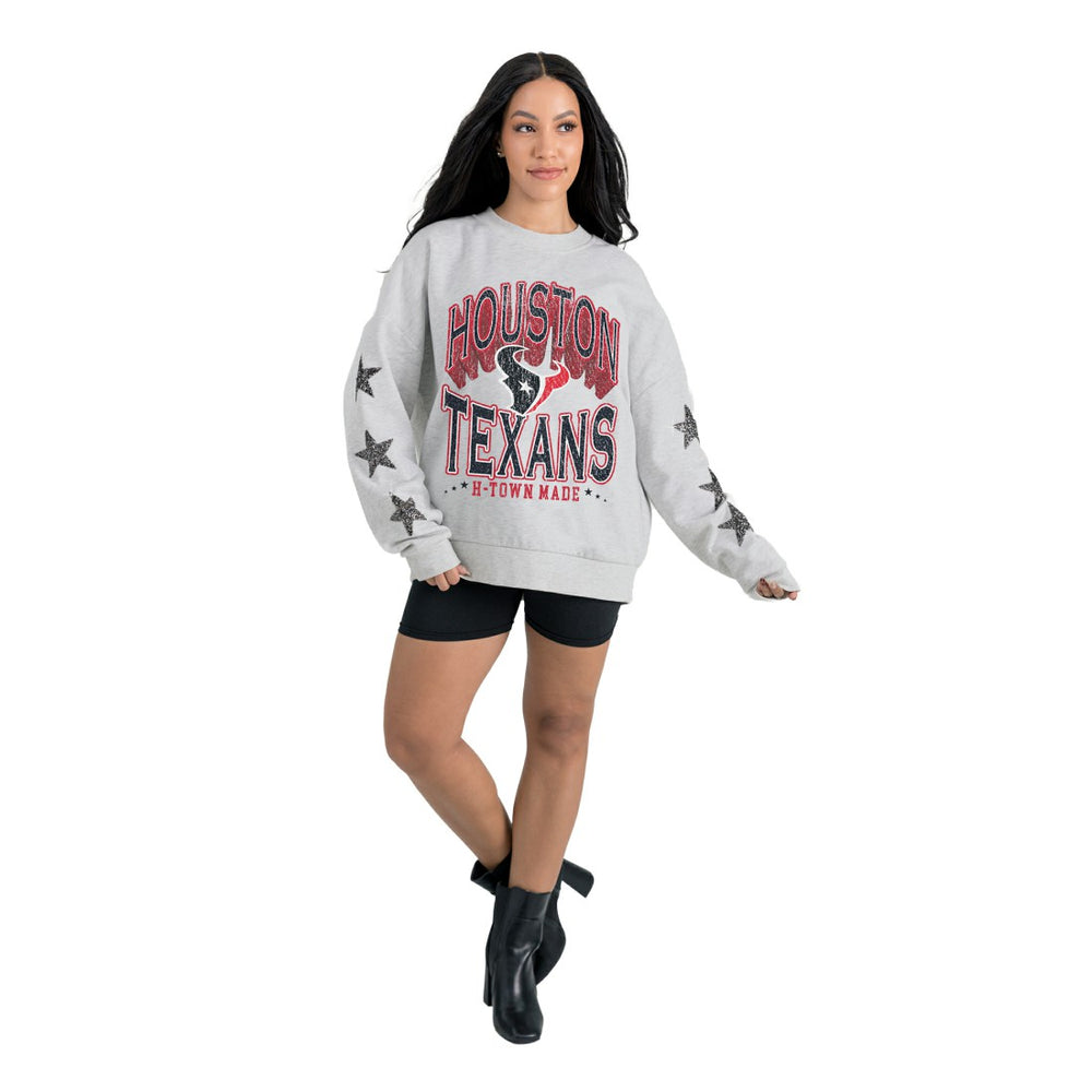 Gameday Couture Women's Resilience Relaxed Rhinestone Pullover Sweatshirt - Houston Texans