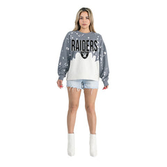 Gameday Couture Women's Oversized Faded Wash Tri-Blend Pullover Sweatshirt - Las Vegas Raiders