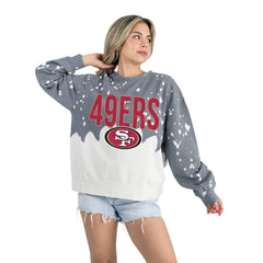 Gameday Couture Women's Oversized Faded Wash Tri-Blend Pullover Sweatshirt - San Francisco 49ers